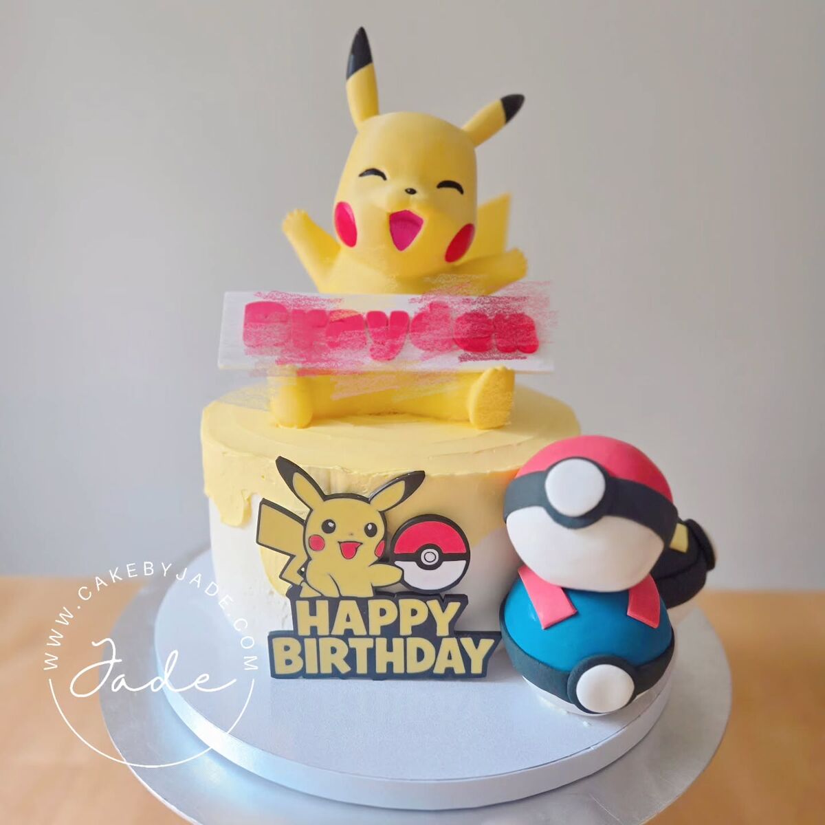 Custom Pikachu themed birthday cake